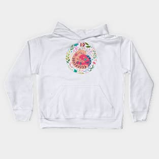 colorful illustration with beautiful cat and flowers #3 Kids Hoodie